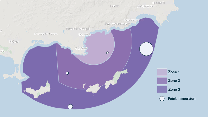 zone immersion dispersion cendres et urnes funéraires en mer Méditerranée Var